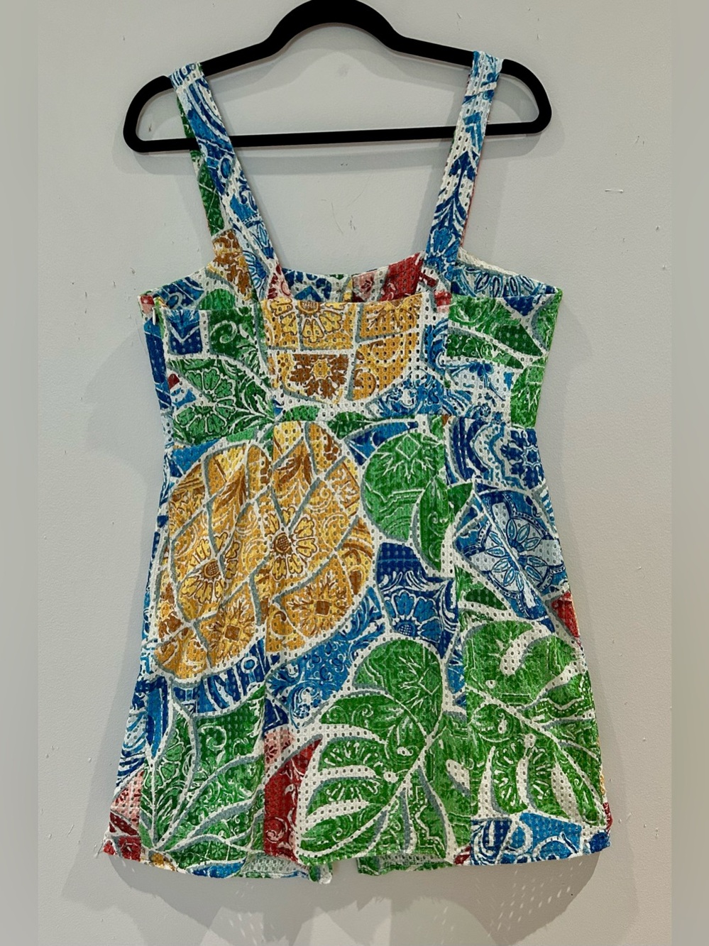 FARM Rio Tropical Tile Mini Dress XL Multicolor Eyelet Cotton Lined - Picture 5 of 9